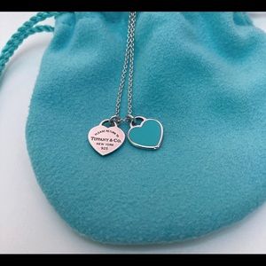 Tiffany Blue® Double Heart Tag Pendant with Chain